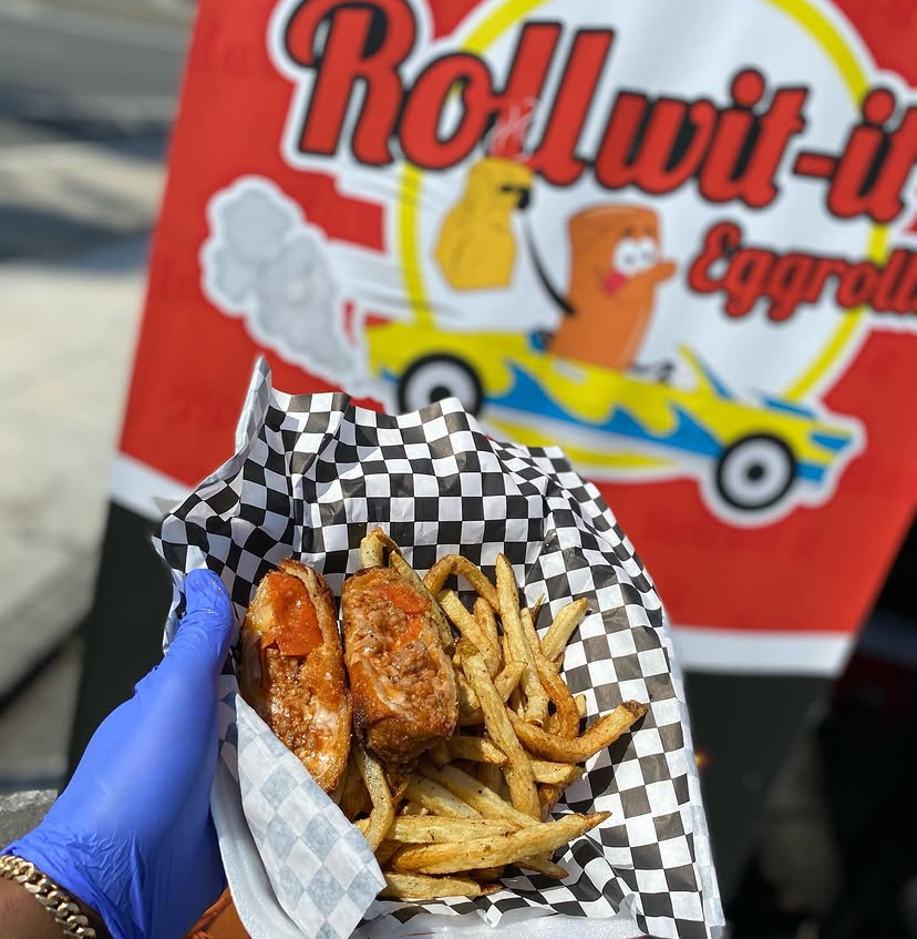 Pizza eggrolls and fries served hot at the Roll Wit-it pop-up